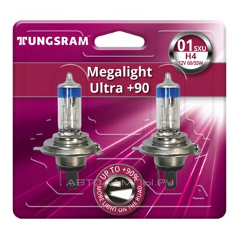 H4 12V- 60/55W (P43t) ( +90% ) Megalight Ultra +90 ( 2.) 93108027 50440SXU BL2